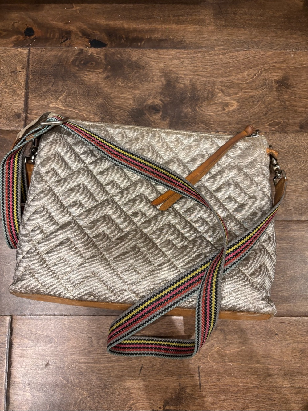 Consuela Quilted Crossbody Bag in Cream with Multicolor Strap - Picture 5 of 14